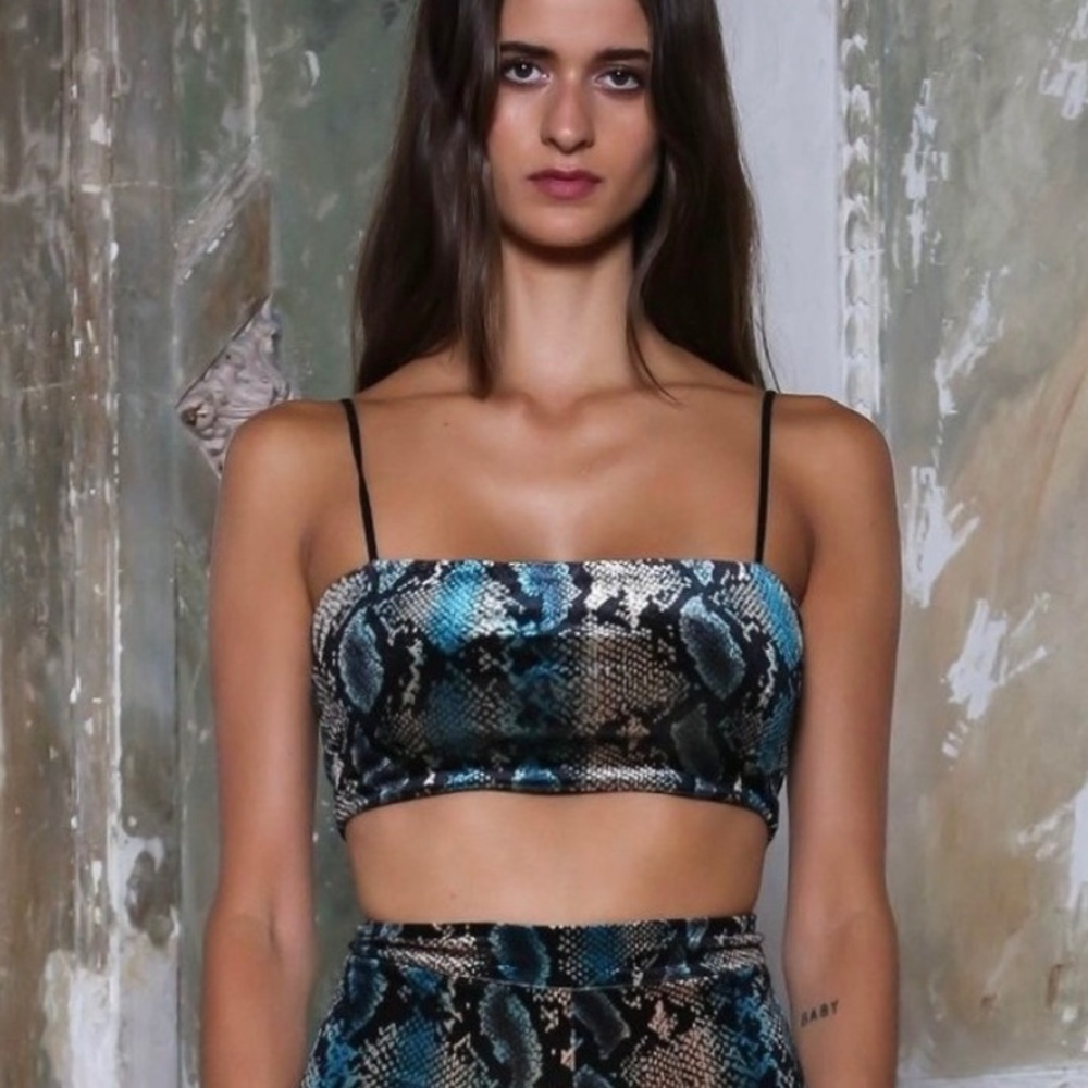 I.AM.GIA Snake Python Velvet Crop Top
